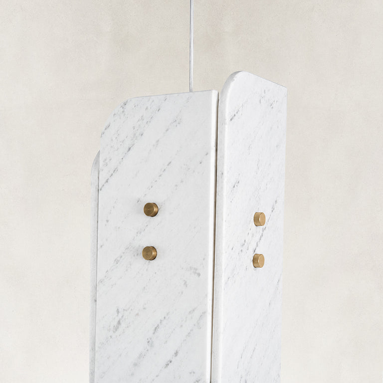 Product detail of Tapered White Marble Blade Pendant against a neutral background
