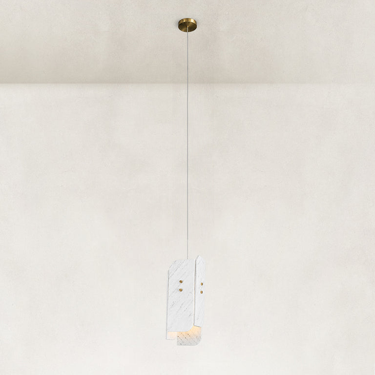 Tapered White Marble Blade Pendant shown in full against a neutral background