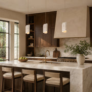 Tapered White Marble Blade Pendant installed above a kitchen island