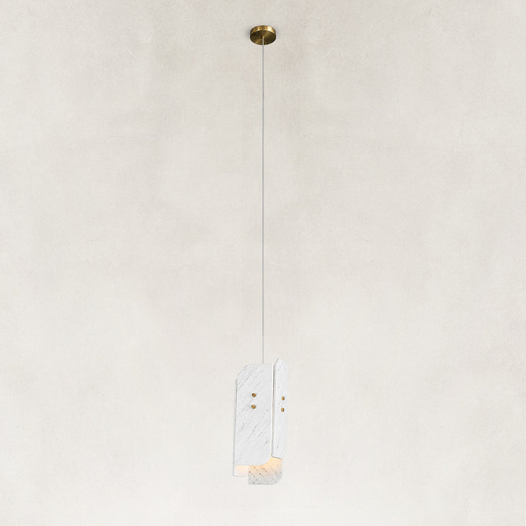Tapered White Marble Blade Pendant shown against a neutral background