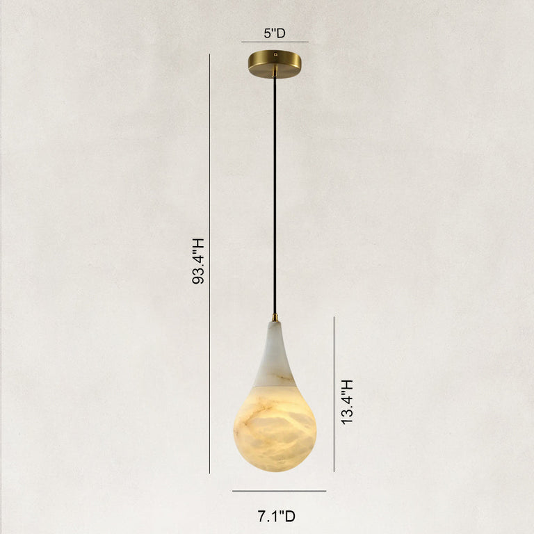 7.1-inch teardrop pendant dimension drawing.