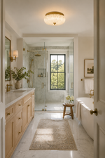 Textured Glass Dome Flush Mount - bathroom installation, portrait - view 13