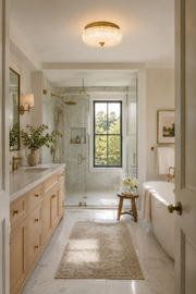 Textured Glass Dome Flush Mount - bathroom installation, portrait - view 13