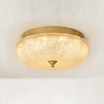 Textured Glass Dome Flush Mount - complete fixture, illuminated - view 1