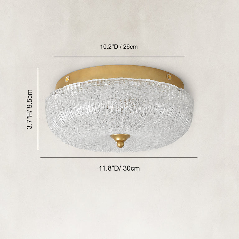 Textured Glass Dome Flush Mount - dimension diagram
