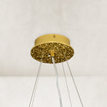 Textured gold-tone canopy close view