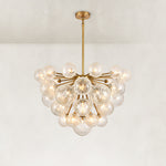 Thirty-Seven-Light Glass Globe Chandelier 36" complete brass-tone fixture view
