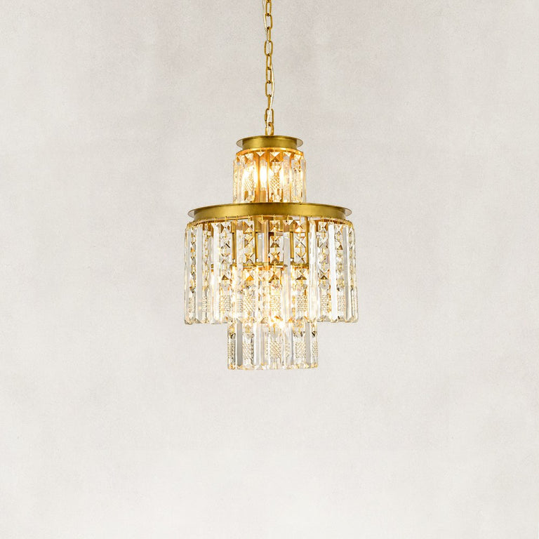 Tiered Crystal Drum Chandelier in 15 in / 38 cm - alternate angle