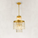 Tiered Crystal Drum Chandelier in 15 in / 38 cm - complete fixture