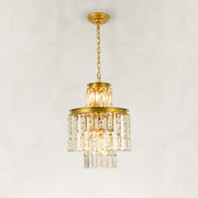 Tiered Crystal Drum Chandelier in 15 in / 38 cm - complete fixture