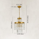 Tiered Crystal Drum Chandelier in 15 in / 38 cm - dimension diagram