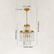 Tiered Crystal Drum Chandelier in 15 in / 38 cm - dimension diagram