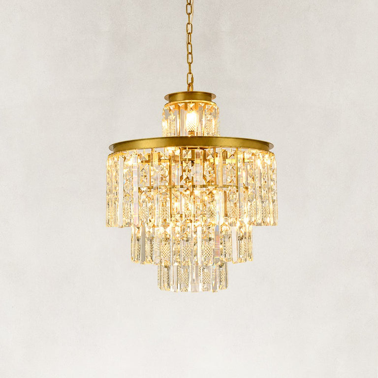 Tiered Crystal Drum Chandelier in 20.5 in / 52 cm - alternate angle