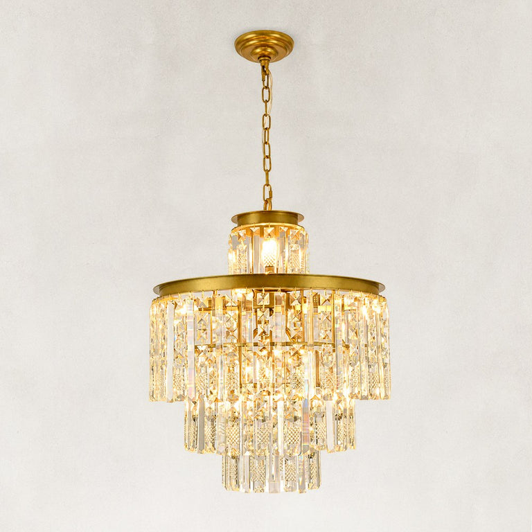 Tiered Crystal Drum Chandelier in 20.5 in / 52 cm - complete fixture