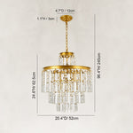 Tiered Crystal Drum Chandelier in 20.5 in / 52 cm - dimension diagram
