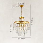 Tiered Crystal Drum Chandelier in 20.5 in / 52 cm - dimension diagram