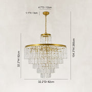 Tiered Crystal Drum Chandelier in 32.3 in / 82 cm - dimension diagram