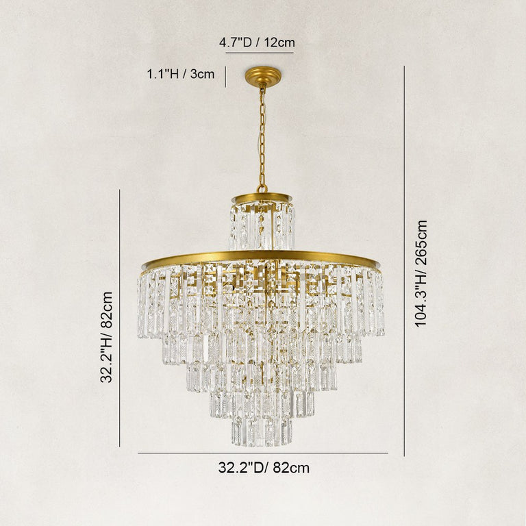 Tiered Crystal Drum Chandelier in 32.3 in / 82 cm - dimension diagram