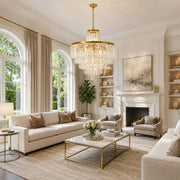Tiered Crystal Drum Chandelier in 32.3 in / 82 cm - interior setting