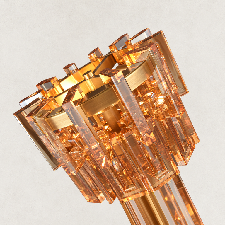 Amber crystal table lamp component detail