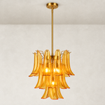 Tiered curved glass chandelier