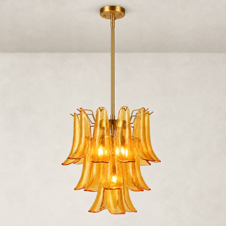 Tiered curved glass chandelier