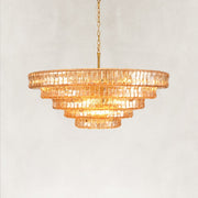 Tiered Fluted Glass Chandelier in Amber Glass - alternate angle
