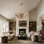 Tiered Fluted Glass Chandelier in Amber Glass - interior setting