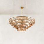 Tiered Fluted Glass Chandelier in Amber Glass - material detail