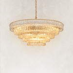 Tiered Fluted Glass Chandelier in Clear Glass - alternate angle
