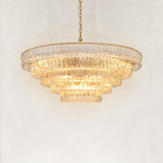Tiered Fluted Glass Chandelier in Clear Glass - alternate angle