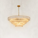 Tiered Fluted Glass Chandelier in Clear Glass - complete fixture