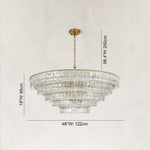 Tiered Fluted Glass Chandelier in Clear Glass - dimension diagram