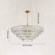Tiered Fluted Glass Chandelier in Clear Glass - dimension diagram