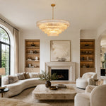 Tiered Fluted Glass Chandelier in Clear Glass - interior setting