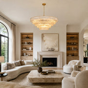 Tiered Fluted Glass Chandelier in Clear Glass - interior setting