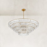 Tiered Fluted Glass Chandelier in Clear Glass - material detail