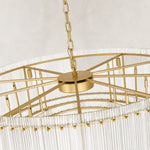 Tiered Fluted Glass Rod Drum Chandelier in Aged Brass - material detail
