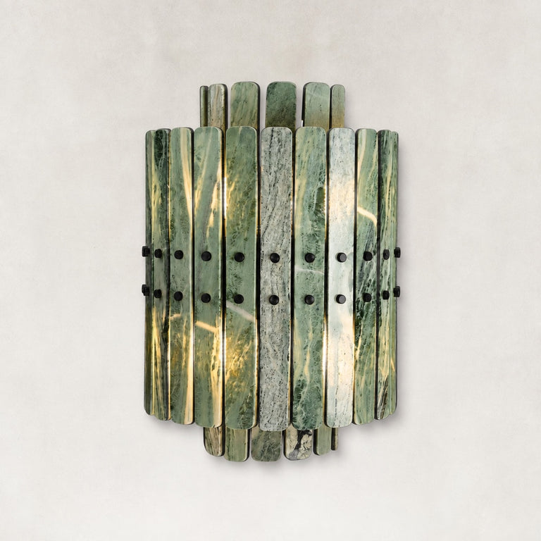 Tiered Marble Panel Wall Sconce 11.8" in Black metal finish, shown as a complete fixture