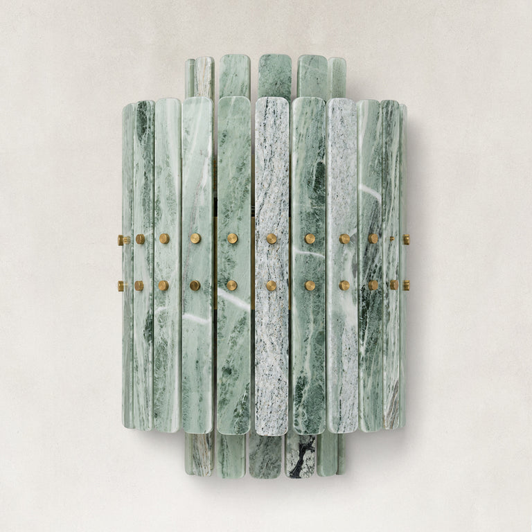 Tiered Marble-Composite Panel Wall Sconce shown against a neutral background