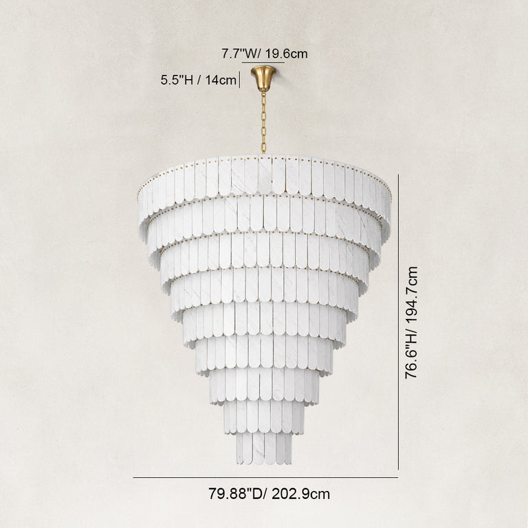 Dimension diagram for Tiered Marble Cone Chandelier 79.9"