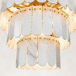 Product detail of Tiered Marble Cone Chandelier 79.9" against a neutral background