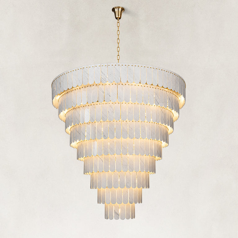 Tiered Marble Cone Chandelier 79.9" shown against a neutral background
