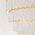 Product detail of Tiered Marble Cone Chandelier 79.9" against a neutral background