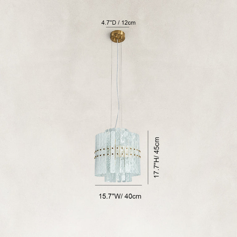 Dimension diagram for Tiered Marble Cylinder Chandelier 25.6"