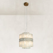 Tiered Marble Cylinder Chandelier 25.6