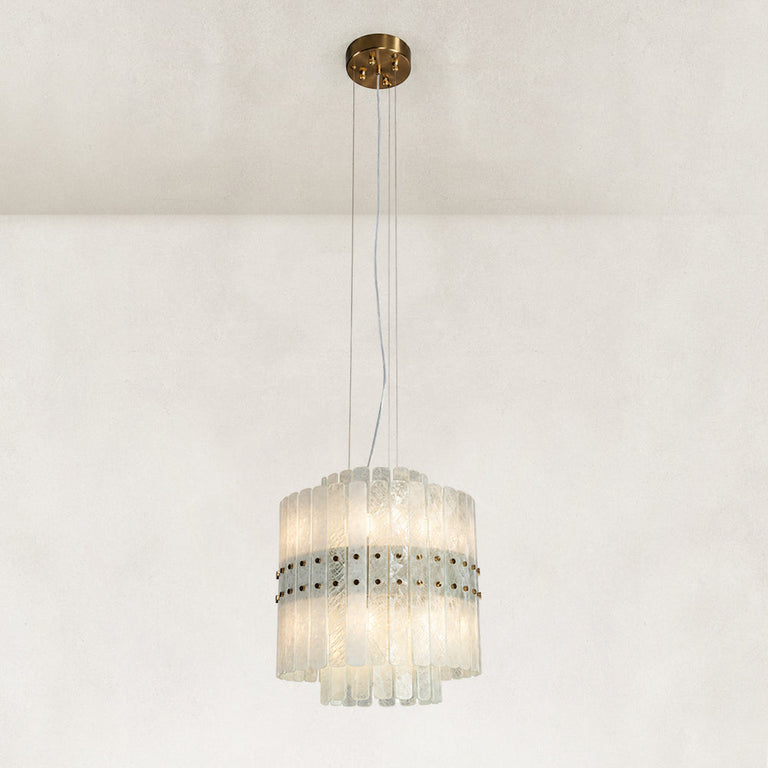 Tiered Marble Cylinder Chandelier 25.6" shown in full against a neutral background