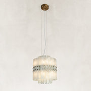 Tiered Marble Cylinder Chandelier 25.6