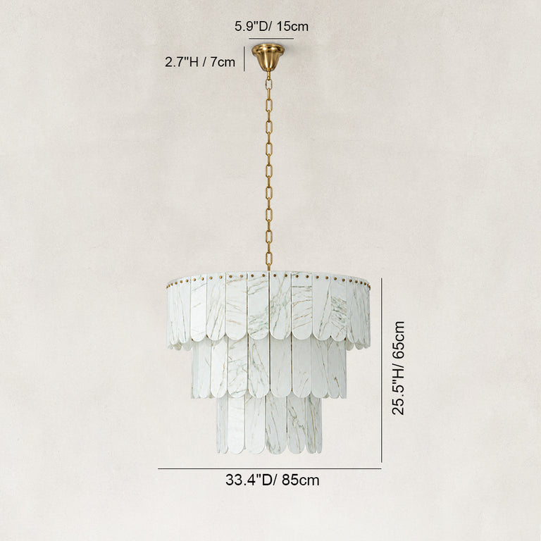 Dimension diagram for Tiered Marble Drum Pendant