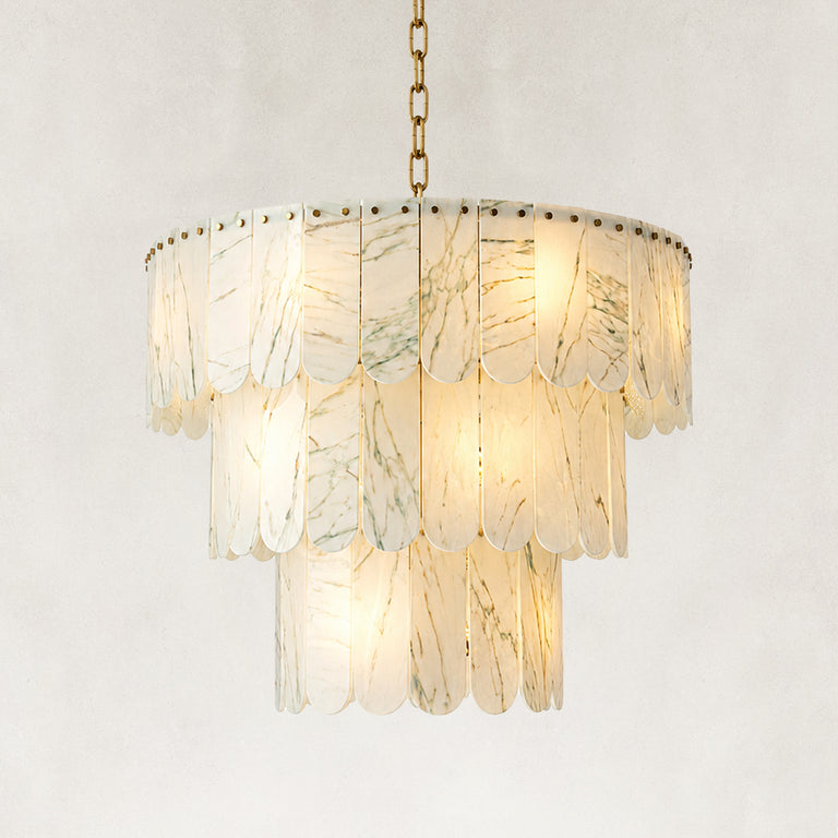 Tiered Marble Drum Pendant shown against a neutral background